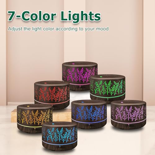Diffusers for Essential Oils Large Room,600ml Essential Oil Diffusers for Home,Waterless Auto Off 7 Colors Changed 3 Mist ...
