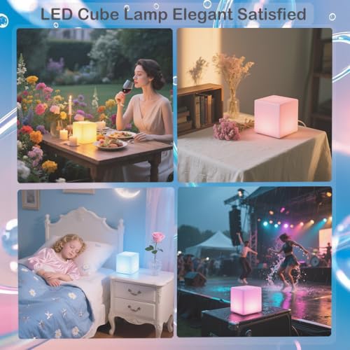 COPU 6 inch Rechargeable LED Cube Light, 16 Colors Changing Tesseract Light Cubes w/Remote, Dimmable Cosmic LED Cube Mood ...