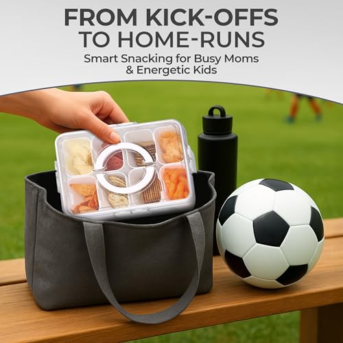 KEYVOZ Snackle Box Container with Lid Travel Charcuterie Box with Handle Organizer for Candy, Fruit, Nuts, Veggies, Snack...