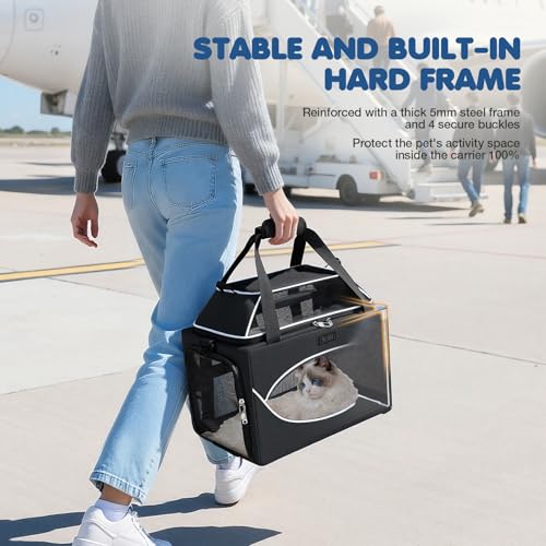 Lekereise Top-Expandable Pet Carrier 18x11x11Inch Delta American United Airline Approved Underseat to 15lbs Stable Car Tra...