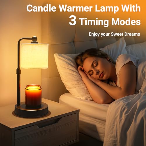 2 Pack Candle Warmer Lamp with Timer - Dimmable & Height Adjustable, Flame-Free Wax Warmer for Safe Use with Jar Candles -...