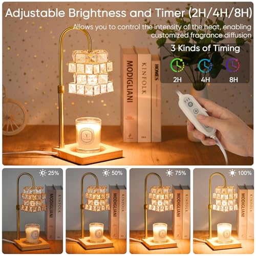 Alpharan Candle Warmer Lamp with Timer,Electric Candle Warmer Dimmable and Height Adjustable Wax Melt Warmer for Scented W...
