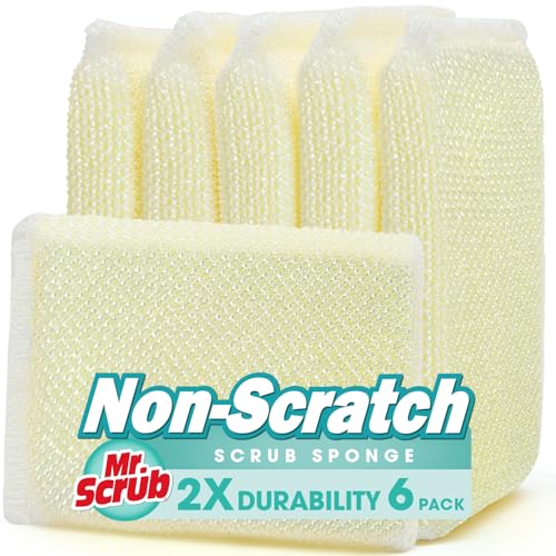 Sponges Kitchen Scrub Dish Sponge Scouring Pad, 6 Pads Cleaning Brush Dishwasher Soap Supplies, Dishwashing Dinnerware Tow...