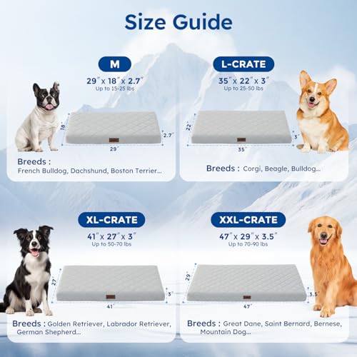 ZOMISIA Orthopedic Cooling Dog Beds Large Sized Dog, Q-Max>0.5 Cooling Mat with Removable Washable Cover, Breathable Egg C...