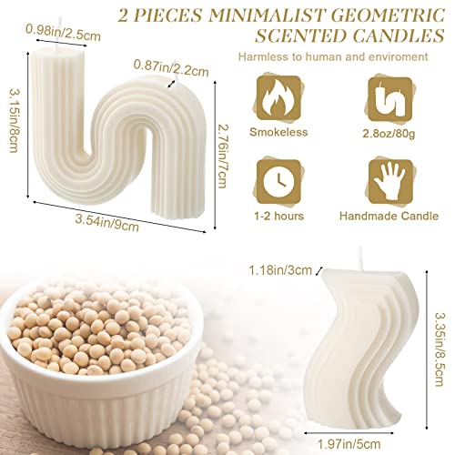 Tondiamo 2 Pcs Trendy Twist Aesthetic Candles Soy Wax Minimalist Geometric Shaped Candles S Shaped Decoration Art Funky Sc...
