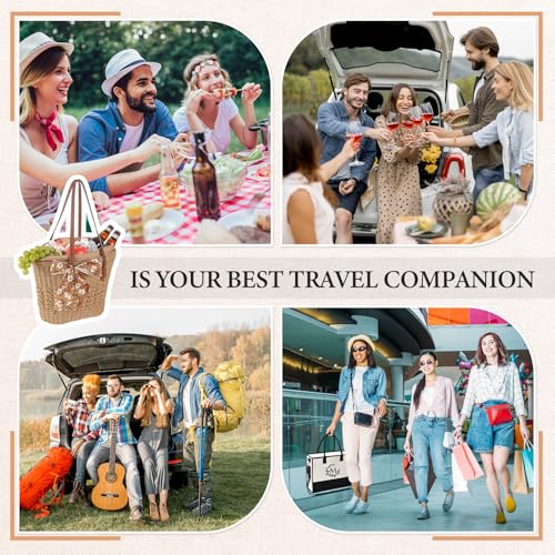 Dansydaisy Insulated Beach Woven Cooler Bag for Women, Leak Proof Summer Straw Bag with Zipper, Picnic & Pool, Stylish Str...