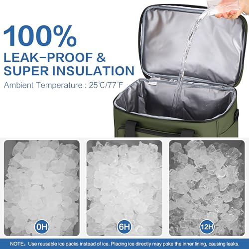 Large Insulated Cooler Bag, 50 Can Soft Sided Collapsible Ice Chest for Camping, Travel, Grocery, Kayaking & Beach (Waterp...