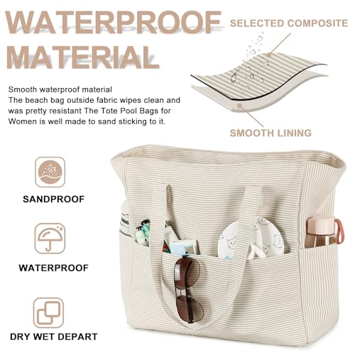 Bluboon Waterproof Beach Tote Pool Bags for Women Ladies Extra Large Carry On Bag With Wet Compartment for Weekender Travel