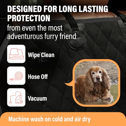 Active Pets Black XL Dog Car Hammock Back Seat Cover, Waterproof Backseat Cover Protector for Truck Bench Rear of Sedans o...