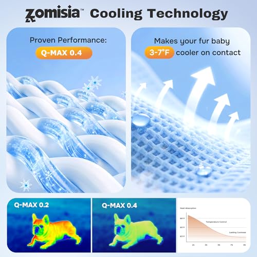 ZOMISIA Cooling Mat for Extra Large Dogs XL - Thin Portable Pet Cooling Pad, Breathable and Washable Cool Fiber with Non-S...