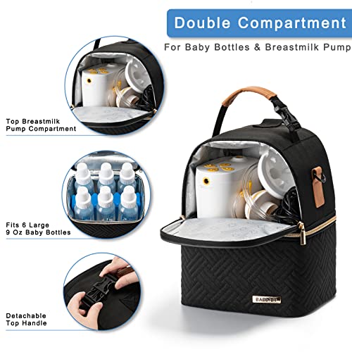 BABEYER Breastmilk Cooler Bag with Ice Pack Fits 6 Baby Bottles up to 9 Ounce, Breast Milk Pump Cooler Bag with Shoulder S...