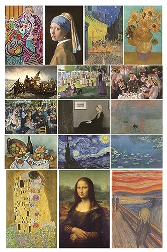 MINI ZOZI Famous Art Prints And Posters 16PCS Paintings Fine Art Impressionist Renaissance Aesthetic Romanticism Big Poste...