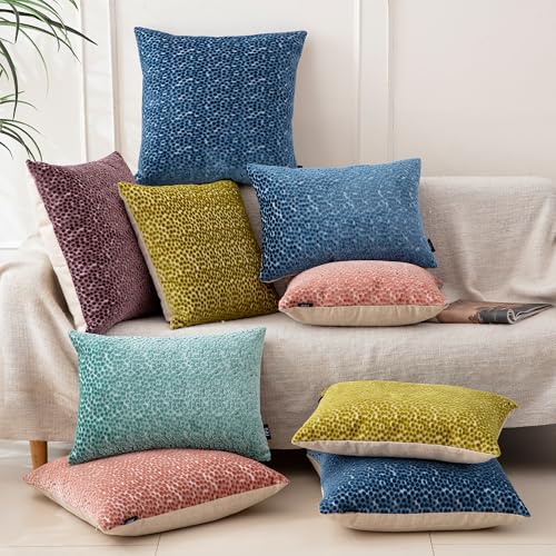 FIFU Couch Throw Pillow Covers 20x20 Inch Set of 2 - Jacquard Velvet Front & Neutral Textured Back, Decorative Cushion Cov...