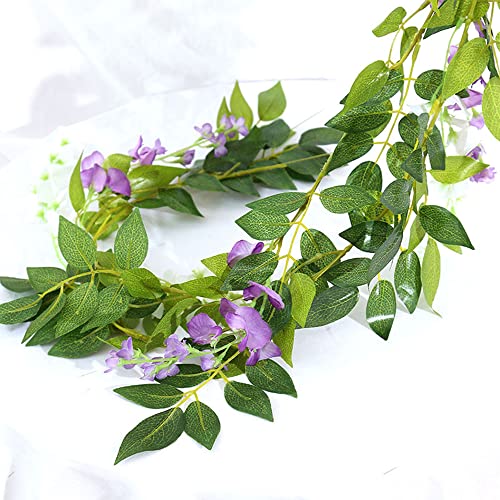 5 Pcs Purple Wisteria Garland Artificial Flower Arch Floral Garland Decor Fake Hanging Flowers for Wedding Arch