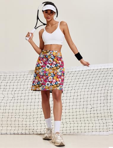 COOrun Women's 20" Knee Length Skorts Skirts Athletic Tennis Skorts Long Golf Skirt with Pockets Modest Skirts