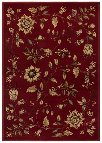 SAFAVIEH Lyndhurst Collection Area Rug - 8' x 11', Red & Multi, Traditional Floral Design, Non-Shedding & Easy Care, Ideal...