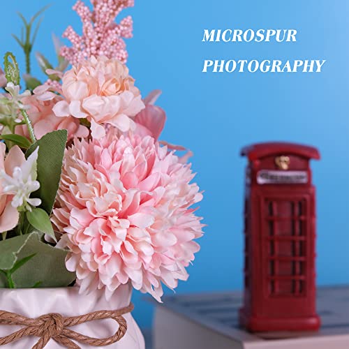 Artificial Potted Flowers Pink, Small Ceramic Vase Fake Flower Plants Desktop Decoration Indoor for Home and Office, Faux ...