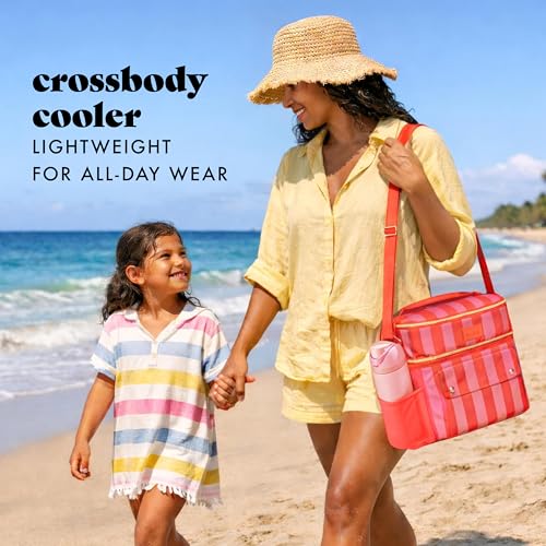 Fit & Fresh Sidekick Insulated Cooler Bag – Dual Compartment Leakproof Soft Sided Lunch Cooler, Small Cooler Bag with Cros...