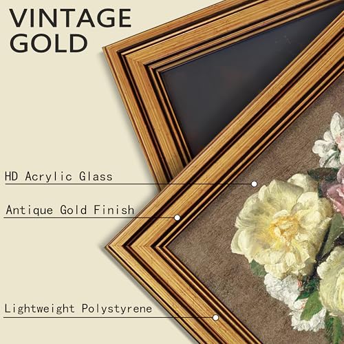 Aruifinw 8x10 Picture Frame - Vintage Gold Picture Frame for Tabletop & Wall Mount, 8 x 10 Photo Frame for Living Room, Be...