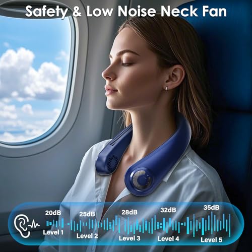 AUIIAH Portable Lightweight Neck Fan with Neck Support, Birthday Gifts for Men Women Dad Mom, Rechargeable Personal Wearab...