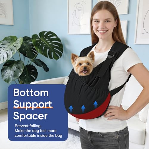 Supet Dog Sling Carrier, Hands Free Adjustable Puppy Pouch Carrier, Soft Wearable Pet Front Bag for Dachshund & Teacup Dog...