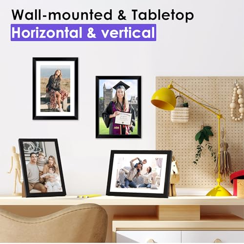 NEXCOVER 5x7 Picture Frames 4PK, Black 5 x 7 Photo Frame with Shatterproof HD Plexiglass, Picture Frames for Photos 4x6 wi...