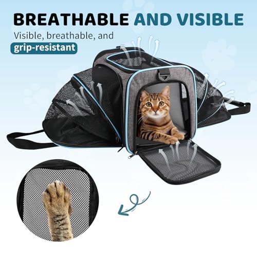 Cat Carrier - Airline Approved Expandable Soft Side Pet Carrier, Collapsible Pet Travel Bag Carrier with Foldable Pet Bowl...