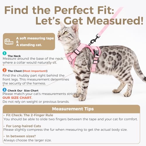 pangdi Cat Harness and Leash Set Escape Proof Tactical Extra Large Kitten Harness Emotional Support Cat Vest, Pink, XXL