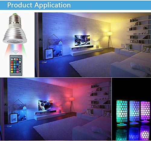 OMTO E26/E27 3W RGB Color Changing Spotlight with IR Remote Control Mood Ambiance Lighting colorful LED Light Bulbs,Dimmab...