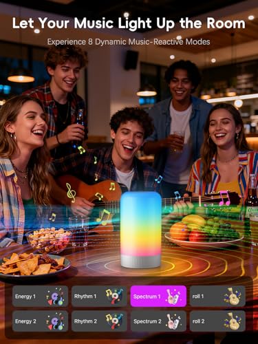 RGBICWW Smart Table Lamp, Touch Bedside Lamp with App Control, LED Desk Lamp with Music Sync, 30+ Scenes & 16M Colors, Col...