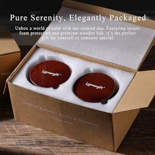 2 Pcs Soy Wax Scented Jar Candles Set, Vanilla Cinnamon & Cedar Balsam- Scented Candles for Home, 7.5oz Each, Up to 52 Hou...