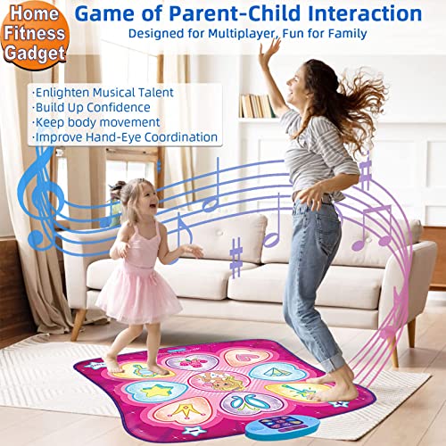 SUNLIN Dance Mat - Rhythm Step Play Mat - Dance Game Toy Pad with LED Lights, Gift for Kids Girls 3-12, Adjustable Volume,...
