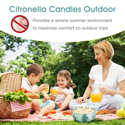 Citronella Candles Outdoor, Large Citronella Candle Outdoor for Patio, 3 Pack 12oz Summer Candle Bulk for Home Garden Yard...