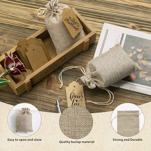 flowsac 25PCS Burlap Gift Bags With Drawstring, 4x6 Small Party Favor Gift Bags, Burlap Linen Sacks Bags for Christmas, Pa...