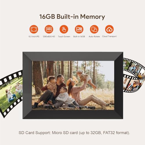 Uhale Digital Picture Frame, 10.1-inch High Definition Touch Screen, 16GB Memory, Digital Photo Frame with Automatic Rotat...