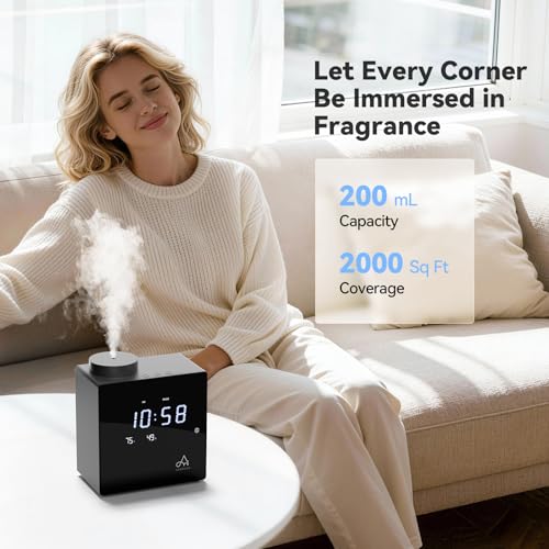 2026 Smart Waterless Diffuser, 2000 Sq.Ft Cold Air Scent Diffuser with Clock & Environmental Display | 7 Fragrance Levels,...