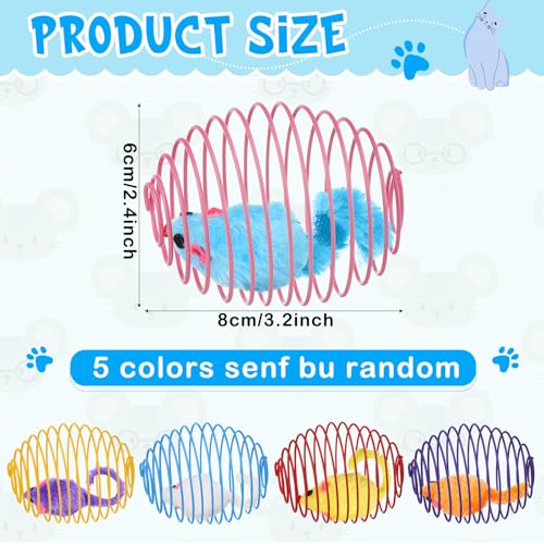 Jecery 5 Pcs Cat Spring Balls Toys Stretchable Rolling Balls Colorful Playful Coils Interactive Action Toy Caged Rats for ...