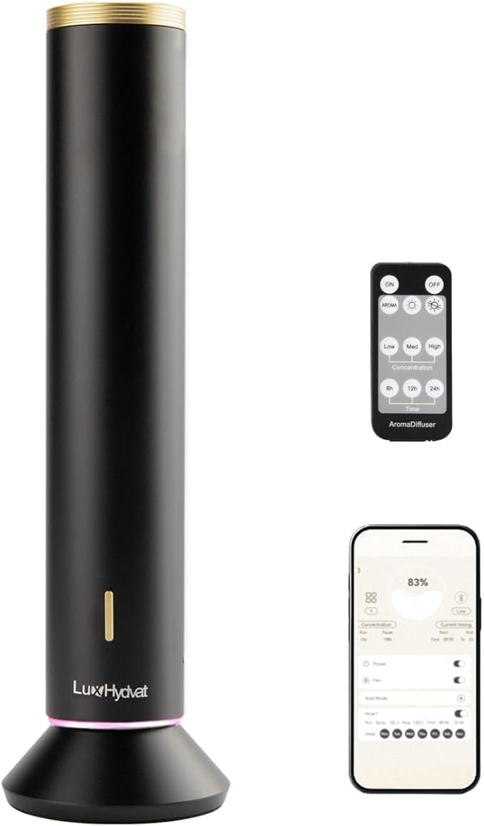 Waterless Essential Oil Diffuser – Smart App & Remote Control, 4000 Sq Ft Coverage, Quiet Aroma Diffuser for Large Room Ho...