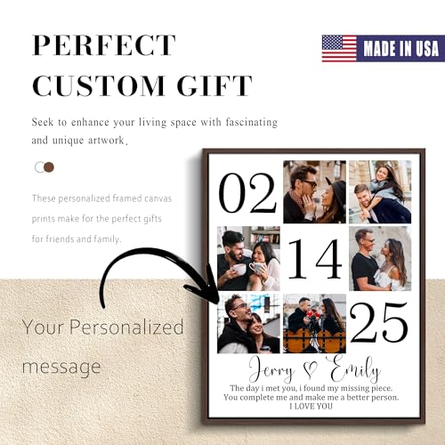 Custom Couple Canvas Personliazed Valentines Day Gifts for Him/Her Customized Anniversary Birthday Gifts for Boyfriend/Gir...