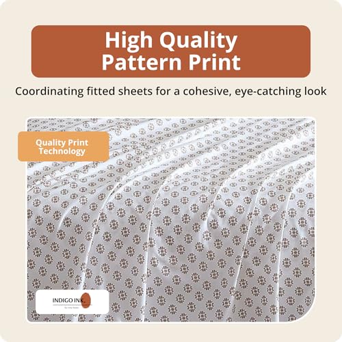 Indigo Ink - Queen Size Sheet Set, 4-Piece Boho Medallion Patterned Bedding, Soft & Wrinkle Resistant (Panther Collection,...