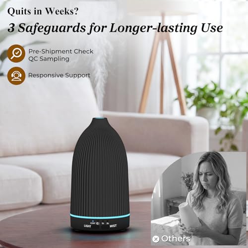 URPOWER 100ML Essential Oil Diffuser Ultrasonic Cool Mist Humidifier with 7 LED Lights, Timer & Auto-Off Quiet Aromatherap...