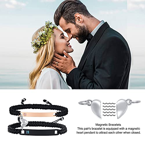 MEALGUET Personalized Couple Bracelet Customized Couple Bracelets Set Mutual Attraction Custom Name Relationship Bracelet ...
