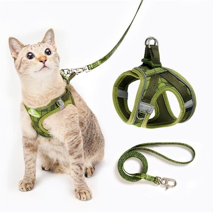 Cat Harness and Leash Set, Step-in Escape Proof Adjustable Vest Harness for Small Medium Large Cats, Lightweight Soft Brea...