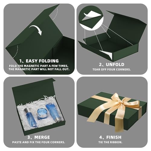 Gift Box with Lids, 11.5 x 8.5 x 2.3 In Magnetic Closure Collapsible Gift Boxes for wraps gifts of T-Shirts, Gloves, Scarv...