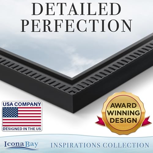 Icona Bay 8x10 Black Picture Frame Beautifully Detailed Molding, Contemporary Picture Frame Set, Wall Mount or Table Top, ...