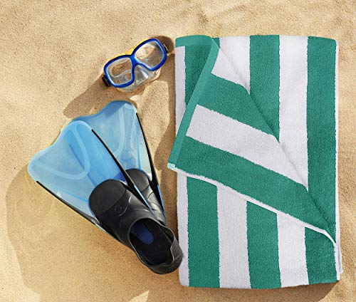 Utopia Towels Pack of 4 Cabana Beach Towels, Oversized 30 x 60 Inches Cotton Beach Towel Set, Smooth Ring Spun Texture for...
