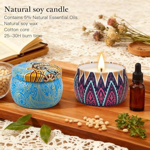 Candle Gift Set for Women, 4 Pack Long Lasting Lavender Scented Soy Candles, Aromatherapy Candles for Home Relaxation, Ide...
