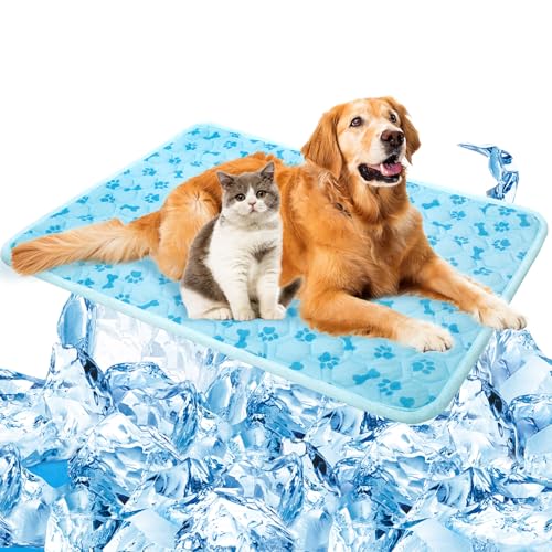 SHEJIZE Dog Cooling Mat Outdoor Cooling Pad for Dogs (Not Water-Filled), Washable Dog Crate Pad with Q-Max>0.4 Instant Chi...