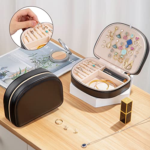 ProCase Travel Size Jewelry Box, Medium Portable Seashell-Shaped Jewelry Case, 2 Layer Jewelry Organizer in PU Leather for...