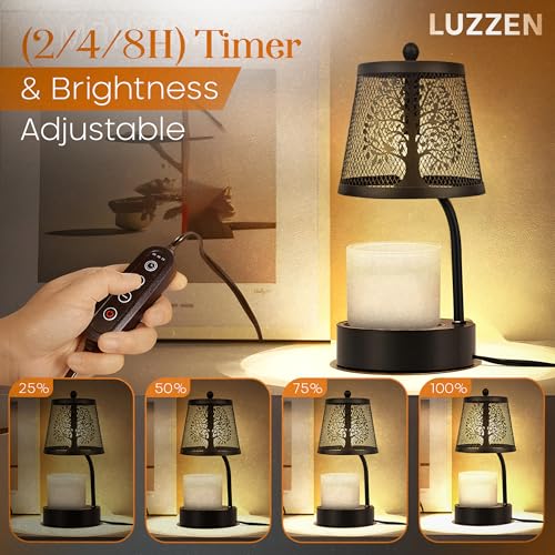 LUZZEN Farmhouse Candle Warmer Lamp Black – Large Flameless & Smokeless Candle Melter lamp with Timer & Adjustable Light,f...